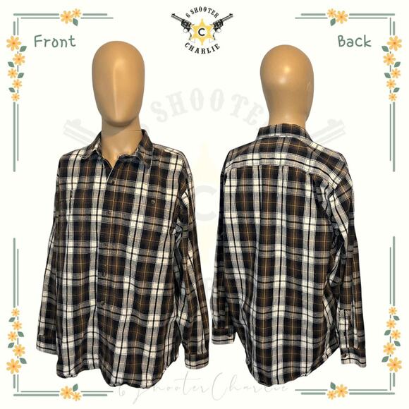 C.E. Schmidt Workwear Long Sleeve Shirt Cotton Button Down Brown Plaid Large - Picture 1 of 6